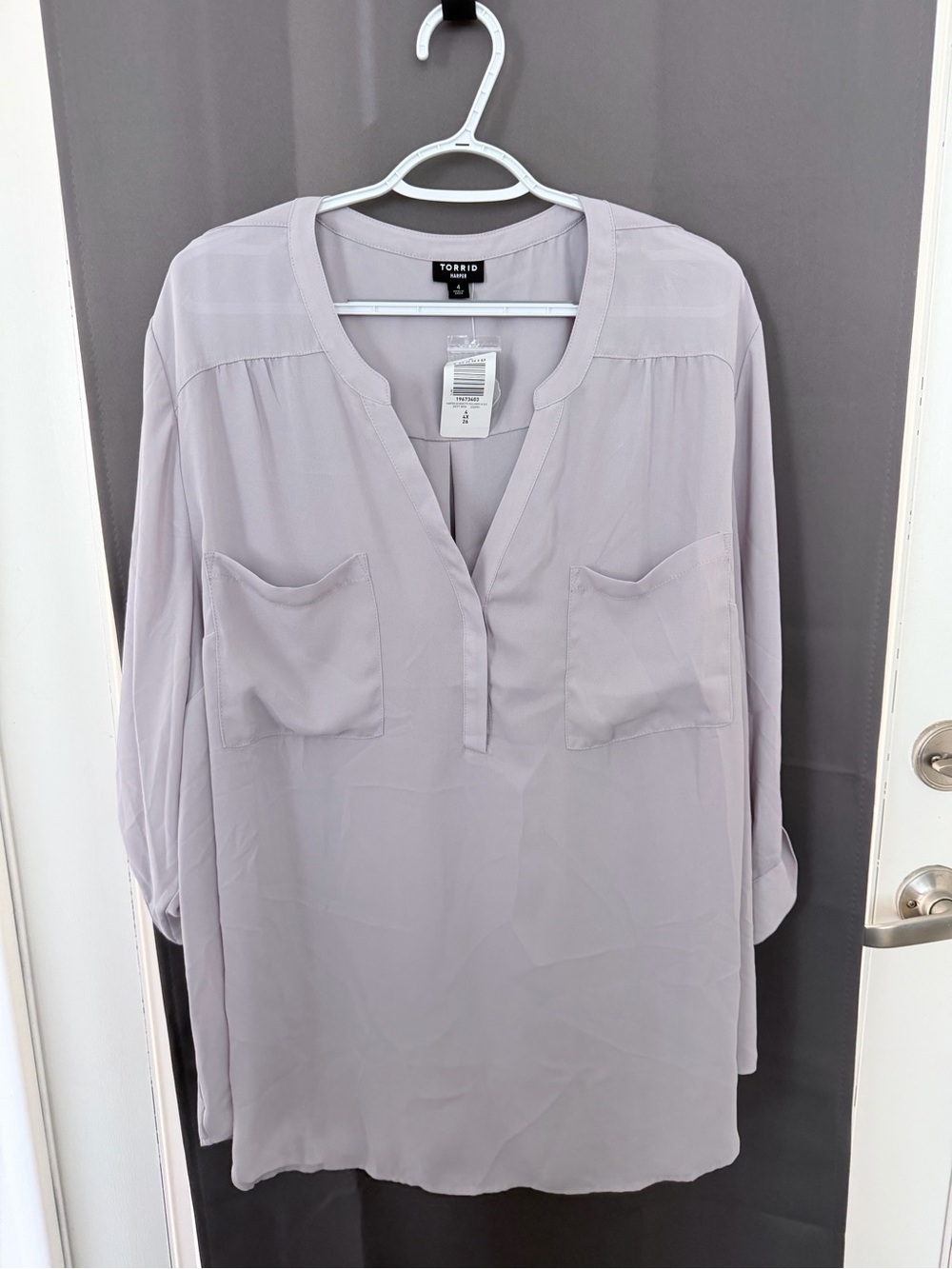 torrid Soft Lavender Split V-Neck Pocket Tunic